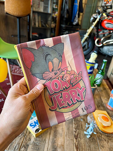 トムとジェリー ヴィンテージ フラットポーチ (ストライプ) アメリカン雑貨 アメリカ雑貨 グッズ