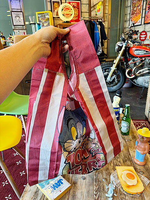 トムとジェリー　ヴィンテージストライプ　エコバッグ　（収納ポーチ付き）　アメ...