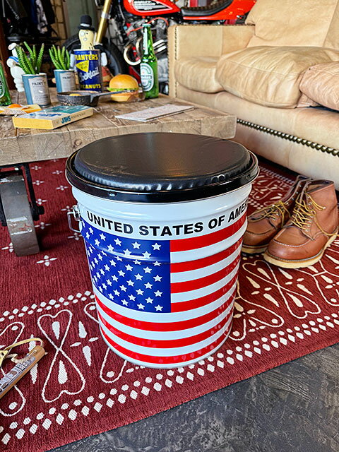 星条旗 オイル缶スツール U.S.フラッグ