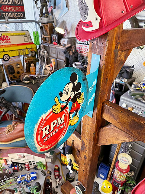 RPMオイル　クラシックミッキー　サイド看板　両面プリント　フランジメタルサイン...