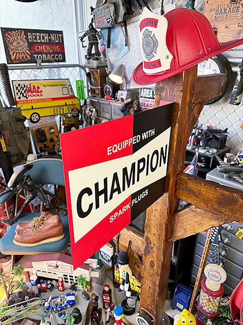 チャンピオン　サイド看板　両面プリント　フランジメタルサイン　スパークプラグ　アメリカン雑貨　アメリカ雑貨　グッズ 2