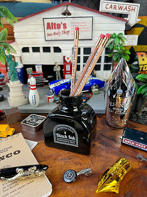 万年筆 インクボトル ペンスタンド＆トレイ （ブラック） アメリカン雑貨 アメリカ雑貨 グッズ トレー