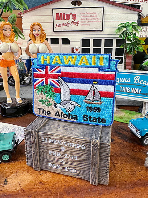 ハワイ ワッペン （アロハステイト） アメリカン雑貨 アメリカ雑貨 ハワイアン雑貨 ハワイ雑貨 ハワイグッズ ハワイアングッズ おしゃれ ショップインテリア