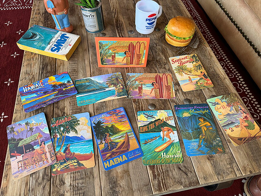 ハワイアン　ヴィンテージトラベルポスター　ポストカードセット　10枚入り　（オレンジボックス）　アメリカン雑貨　アメリカ雑貨　ハワイアン雑貨　ハワイ雑貨　ハワイグッズ　ハワイアングッズ　おしゃれ　ショップインテリア