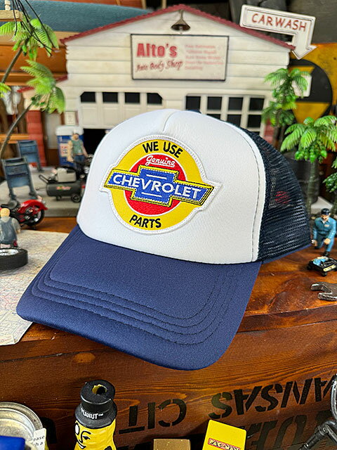レーシング メッシュキャップ (シボレー) 帽子色=ホワイト×ネイビー アメリカン雑貨 アメリカ雑貨 グッズ アメカジ カジュアル おしゃれ かっこいい 帽子