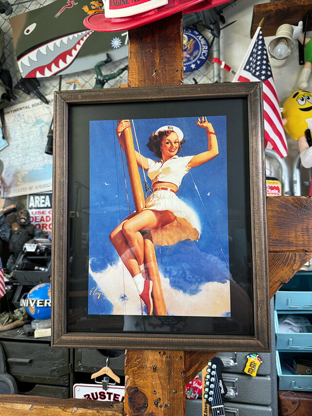 樂天商城 - ピンナップガール　ヴィンテージポスター　ウッドフレーム　ミリタリー　U.S.ネイビー