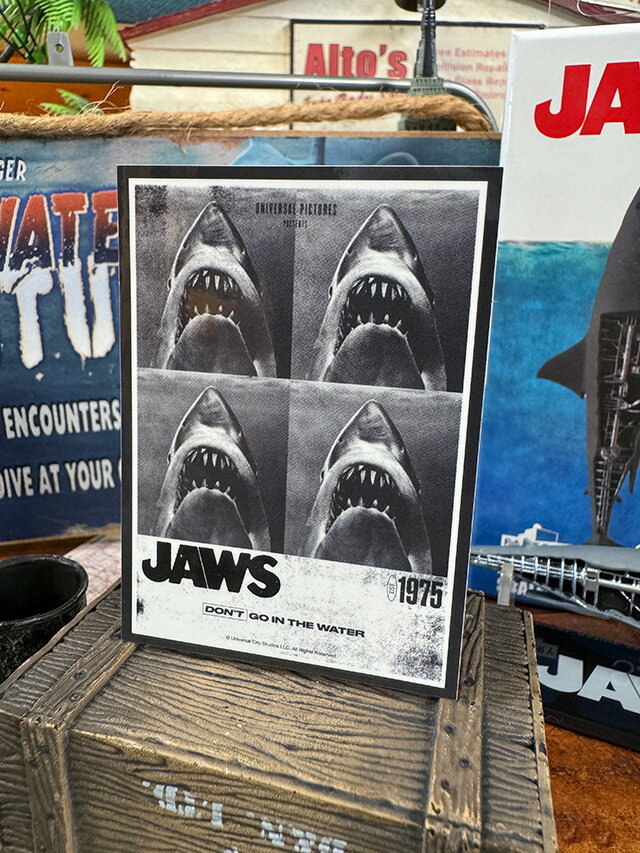 映画　ジョーズ　オフィシャル　ステッカー　（モノクロ4連ショット）　アメリカン雑貨　アメリカ雑貨　映画グッズ　おしゃれ　ショップインテリア　シール　デカール
