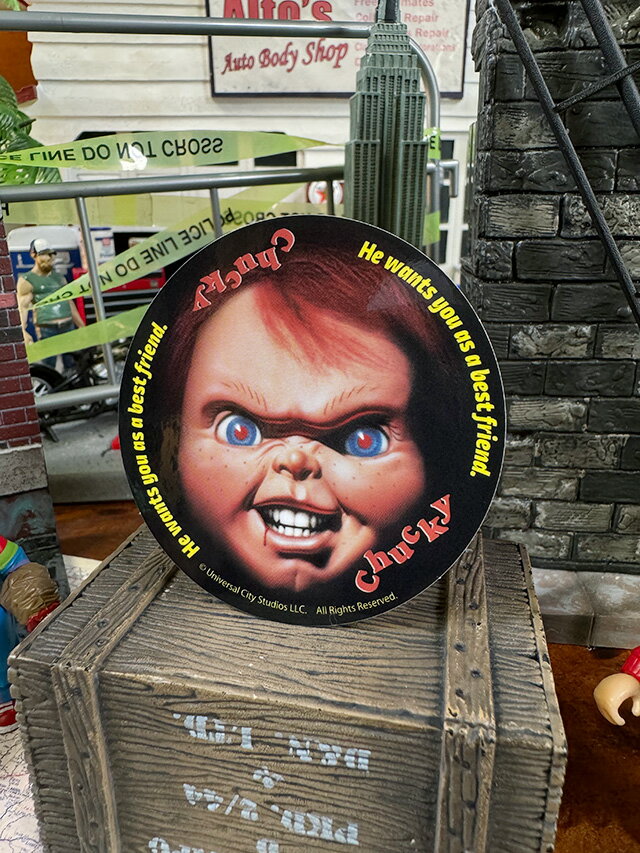 映画　チャイルドプレイ　チャッキー　オフィシャル　ステッカー　（フェイス）　アメリカン雑貨　アメリカ雑貨　映画グッズ　おしゃれ　ショップインテリア　シール　デカール
