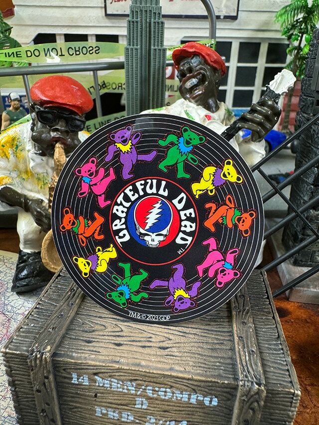グレイトフルデッド　オフィシャル　ステッカー　（ダンシングベア/レコード）　アメリカン雑貨　アメリカ雑貨　キャラクターグッズ　キャラグッズ　アメキャラ　おしゃれ　ショップインテリア　シール　デカール