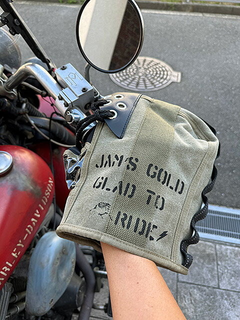 ミリタリーテイスト　バイク用ハンドルカバー　HARMY　（カーキ）　防風フィルム入り簡易防水仕様　アメリカン雑貨　アメリカ雑貨　バイク用品　バイカー　秋冬　手袋　グローブ　おしゃれ かっこいい　オリオンエース