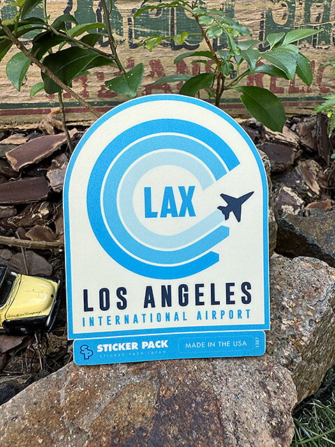 ステッカーパック　アウトドア　ステッカー　トラベルシリーズ　Lサイズ　（ロサンゼルスエアポート ブルーフライト）　MADE IN U.S.A.　耐水＆耐光素材　PVCステッカー　アメリカン雑貨　アメリカ雑貨　おしゃれキャンプ　おしゃれキャンパー　アウトドアグッズ
