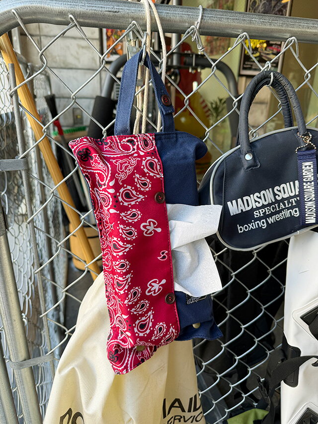 デッドストック品★ バンダナ柄×キャンバス ティッシュカバー アメリカン雑貨 アメリカ雑貨 生活雑貨 キッチングッズ キッチン雑貨 キッチン用品 おしゃれ ショップインテリア