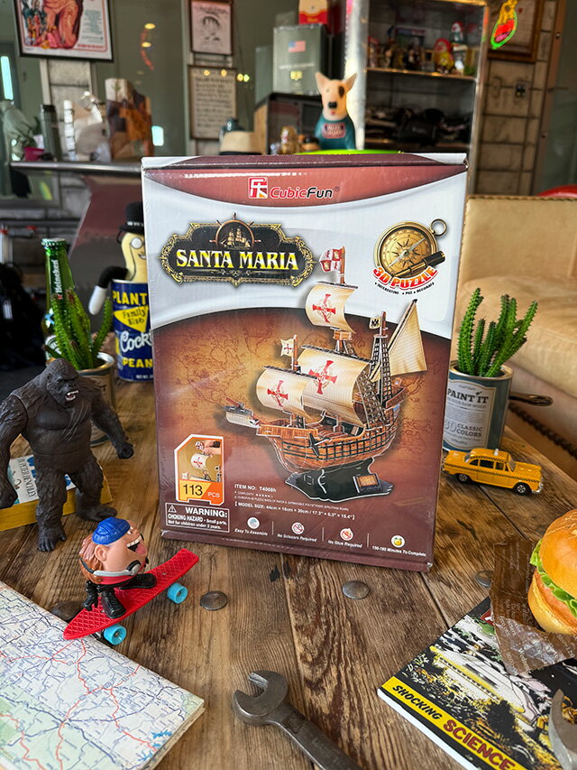 3D立体パズル　サンタマリア号　113ピース　全長44cm　ハサミやノリ不要　アメリカン雑貨　アメリカ雑..