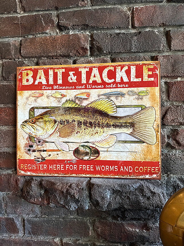 アメリカの釣具店　ブリキ看板　バイト＆タックル　アメリカン雑貨　アメリカ雑貨　フィッシング　おし..