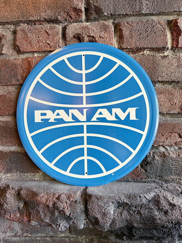 PAN AM　パンナム　ロゴ　ラウンド型　ブリキ看板　アメリカン雑貨　アメリカ雑貨　カンパニーグッズ　..