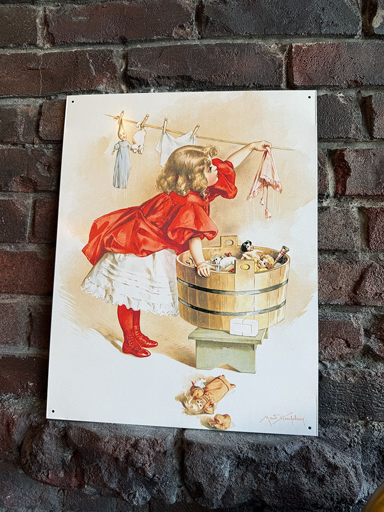 たのしいおせんたく ブリキ看板 ■ アメリカン雑貨 アメリカ雑貨