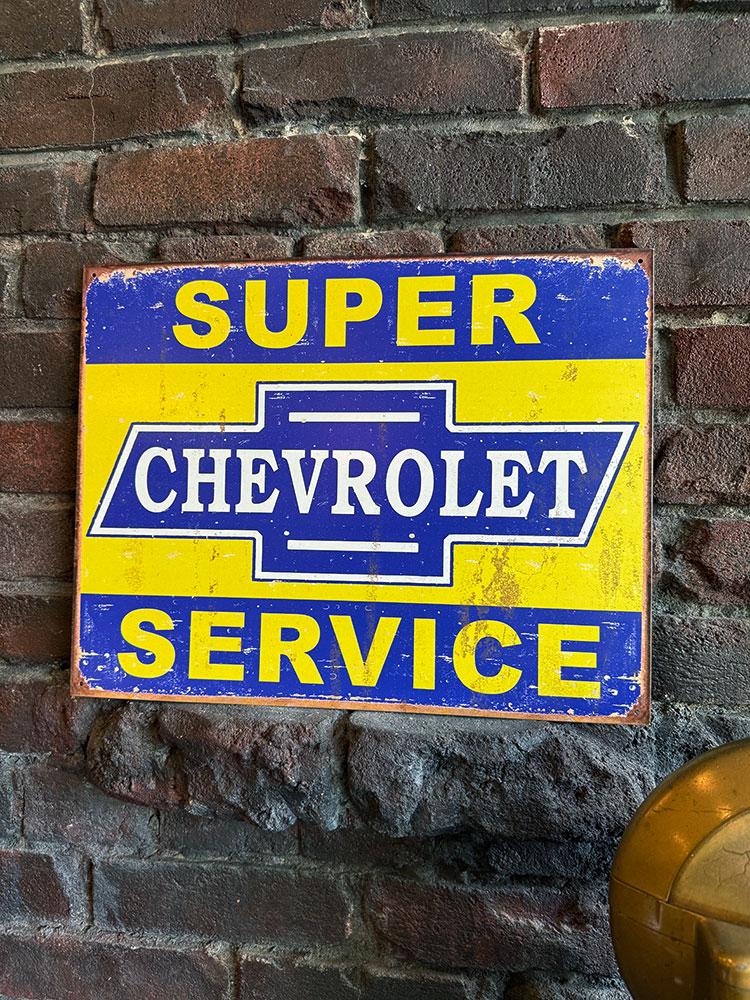 シボレー　スーパーサービス　ヴィンテージ　ブリキ看板　■ アメリカン雑貨 アメリカ雑貨