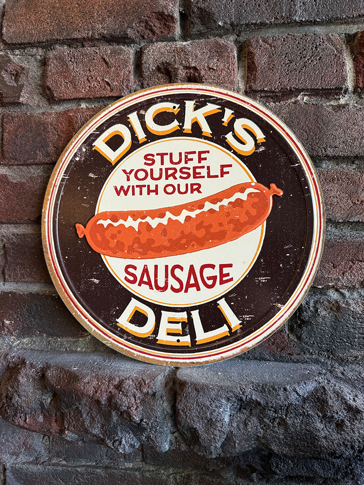 樂天商城 - ディック　ソーセージ　ラウンド　ブリキ看板　■ アメリカン雑貨 アメリカ雑貨