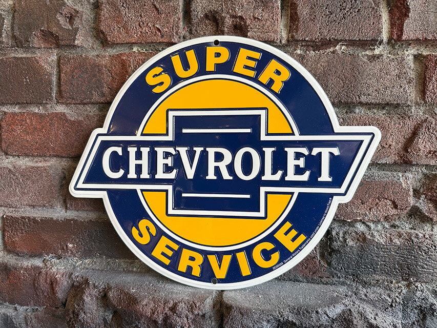 シボレー　スーパーサービス　ダイカット　エンボス　ティンサイン　ブリキ看板　アメリカン雑貨　アメ..