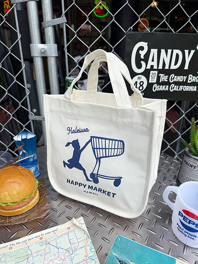 樂天商城 - ハレイワ　ミニトートバッグ　（アイボリー/プッシュカートガール）　ハワイアン　アメリカン雑貨　アメリカ雑貨　ハワイアン雑貨　ハワイ雑貨　ハワイグッズ　ハワイアングッズ　おしゃれ　ショップインテリア