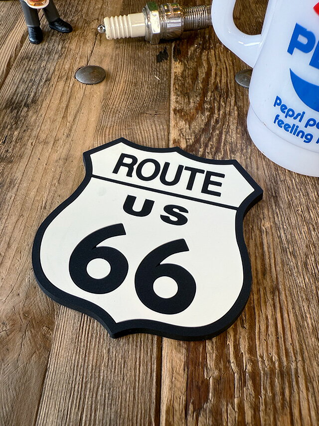 ルート66　ロードサイン　ラバーコースター　アメリカン雑貨　アメリカ雑貨　グッズ　おしゃれ かっこいい　ガレージ雑貨　ガレージング雑貨　ショップインテリア