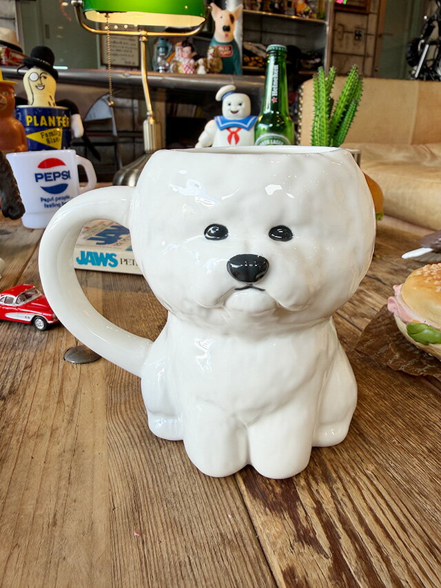 かわいい犬型マグ ピジョンフリーゼ マグカップ 340ml 陶器 アメリカン雑貨 アメリカ雑貨 キッチングッズ キッチン雑貨 キッチン用品 おしゃれ ショップインテリア ビションフリーゼ