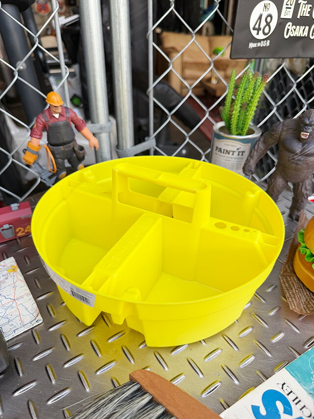 バケットスタッカー　（浅型タイプ/イエロー）　ハンドル付き汎用ストレージトレイ　5ガロンバケツ対応..