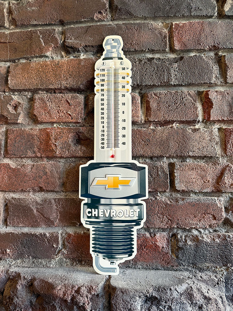 シボレー　スパークプラグ型　サーモメーター　温度計　ブリキ看板　MADE IN U.S.A.　アメリ ...