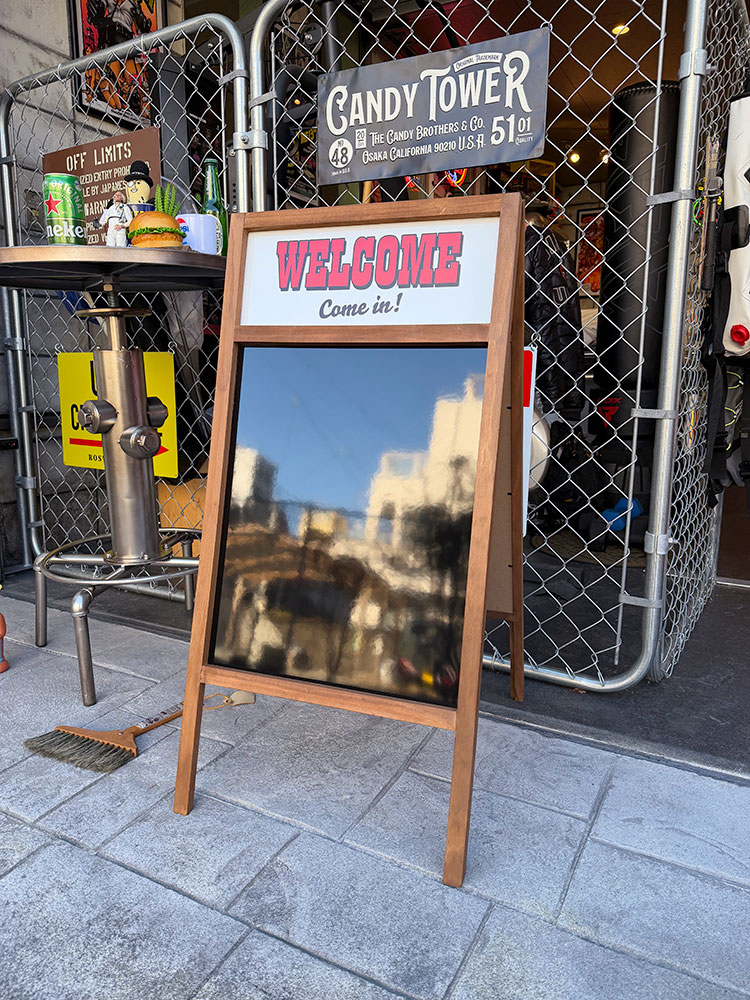 OPEN & WELCOME　ウッドスタンドサイン　ブラックボード　アメリカン雑貨　アメリカ雑貨　グ ...