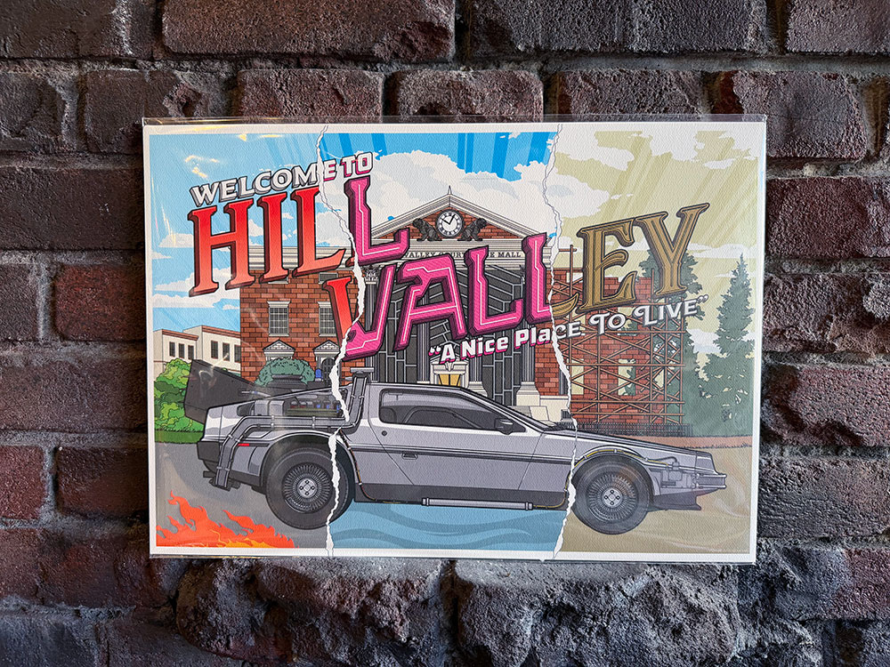 世界限定995枚　映画　バック・トゥ・ザ・フューチャー　40周年アニバーサリー　ヒルバレー　A3サイズ　アートプリント　ポスター　公式グッズ　アメリカン雑貨　アメリカ雑貨　バックトゥザフューチャー 映画　グッズ　インテリア　おしゃれ　BTTF