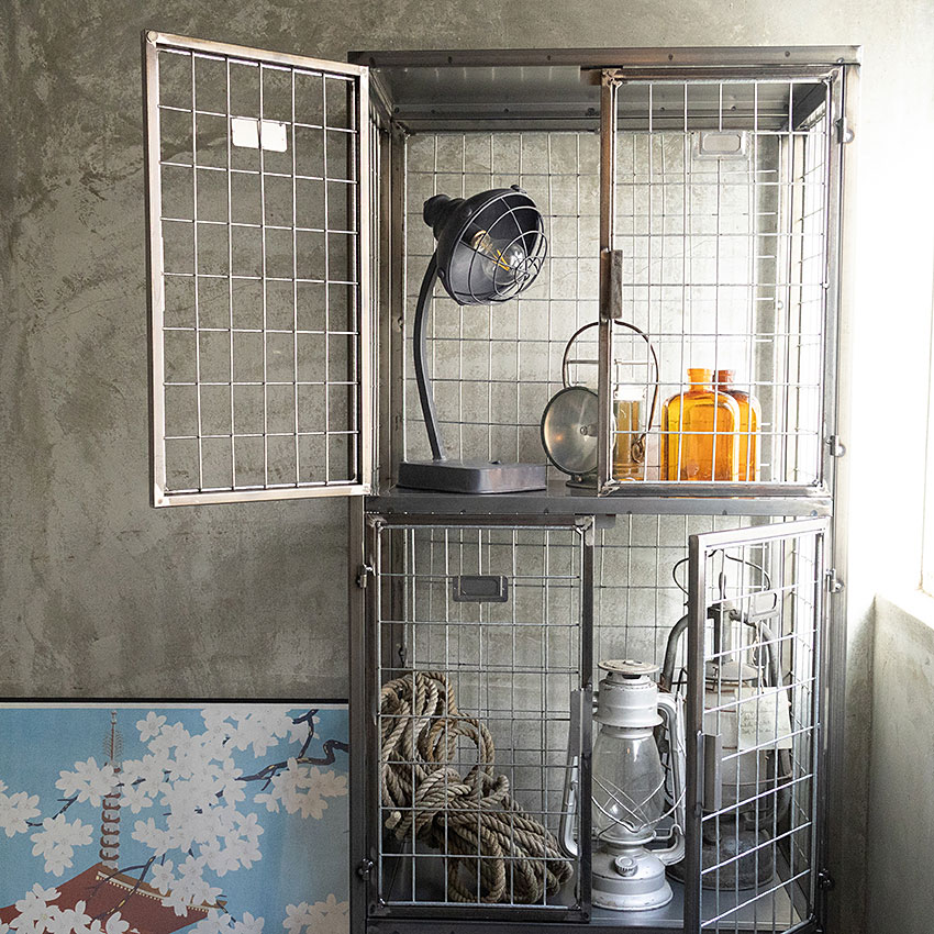 ミリタリーテイスト メッシュロッカー 3段タイプ 全国送料無料（沖縄・離島除く） 秘密基地系ファニチャー FML アメリカン雑貨 アメリカ雑貨 ミリタリーグッズ ミリタリー雑貨 おしゃれ かっこいい ガレージ雑貨 ガレージング雑貨 大型家具