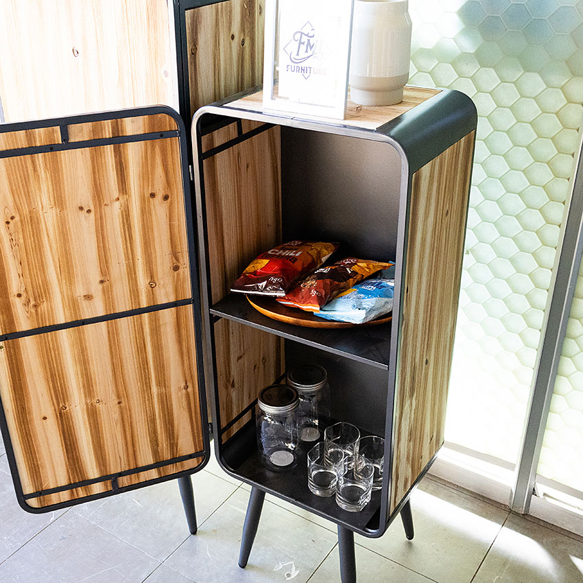 ミリタリーテイスト ウッド＆アイアン ウッドドア キャビネットM （2段タイプ） 全国送料無料（沖縄・離島除く） 秘密基地系ファニチャー FML アメリカン雑貨 アメリカ雑貨 ミリタリーグッズ ミリタリー雑貨 かっこいい ガレージ雑貨 ガレージング雑貨 家具