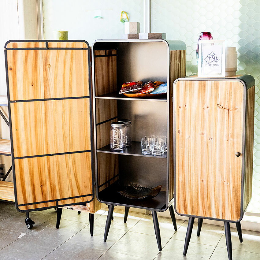 ミリタリーテイスト ウッド＆アイアン ウッドドア キャビネットL （3段タイプ） 全国送料無料（沖縄・離島除く） 秘密基地系ファニチャー FML アメリカン雑貨 アメリカ雑貨 ミリタリーグッズ ミリタリー雑貨 かっこいい ガレージ雑貨 ガレージング雑貨 家具