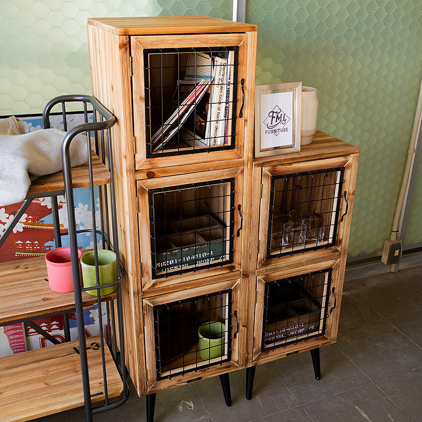 ミリタリーテイスト ウッドキャビネットL スリム （3段タイプ） 全国送料無料（沖縄・離島除く） 秘密基地系ファニチャー FML アメリカン雑貨 アメリカ雑貨 ミリタリーグッズ ミリタリー雑貨 おしゃれ かっこいい ガレージ雑貨 ガレージング雑貨 大型家具