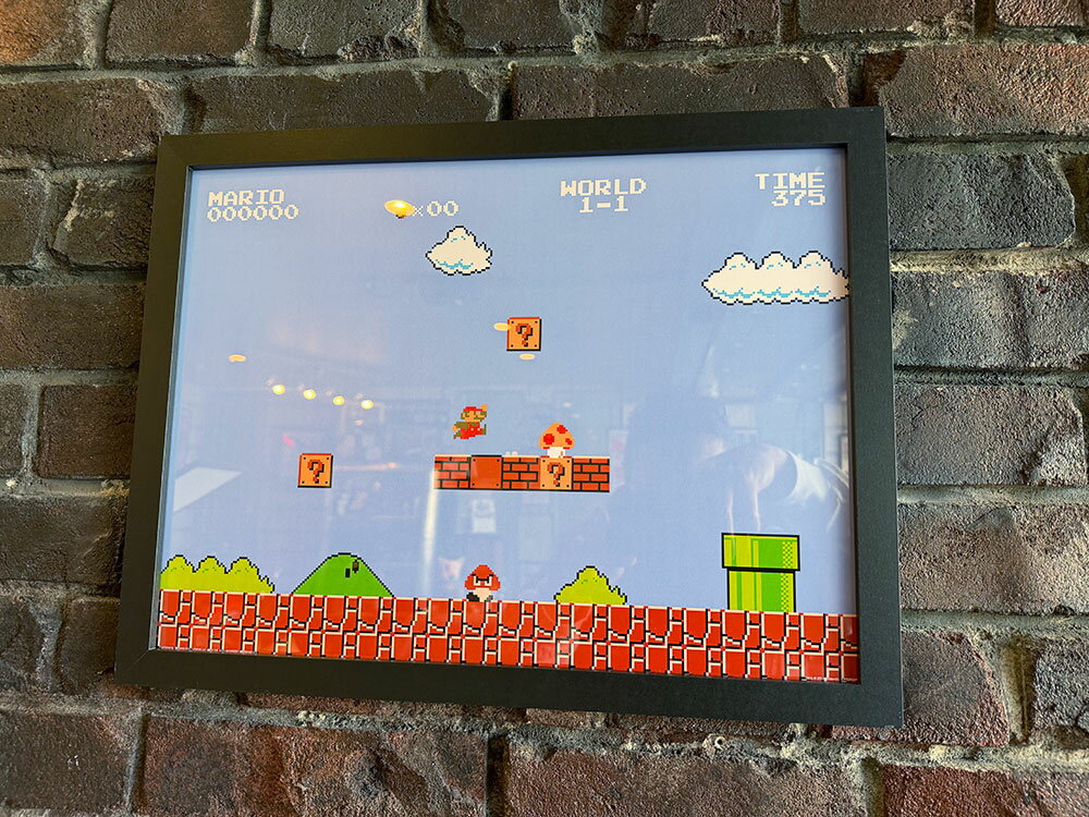 初代ファミコン　スーパーマリオブラザーズ　フレームアート　（WORLD 1-1）　公式グッズ　アメリカン雑貨　アメリカ雑貨　グッズ　おしゃれ　ショップインテリア