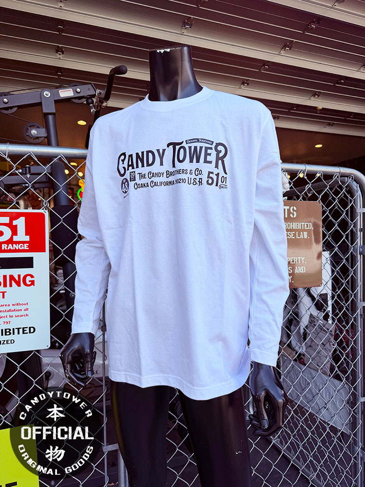 キャンディタワー オフィシャル ロングスリーブTシャツ （ホワイト） 長袖 ロンT アメリカン雑貨 アメリカ雑貨 オフィシャルグッズ アメカジ カジュアル おしゃれ かっこいい