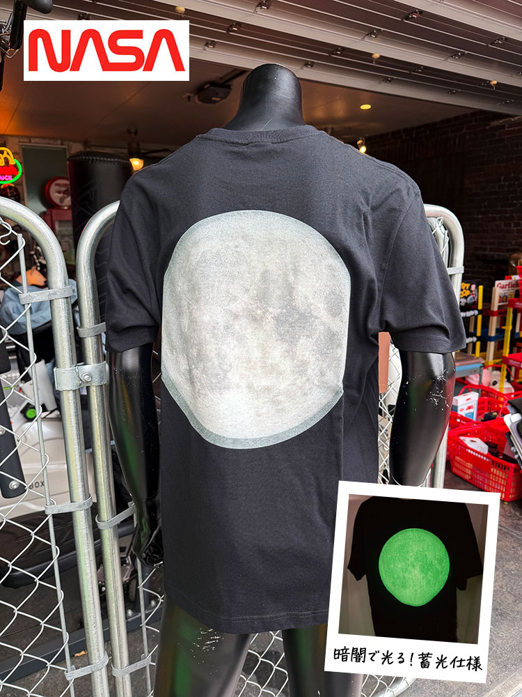 暗闇で光る！蓄光仕様　NASA　ムーン　オフィシャル　Tシャツ　（ブラック）　アメリカン雑貨　アメリ ...