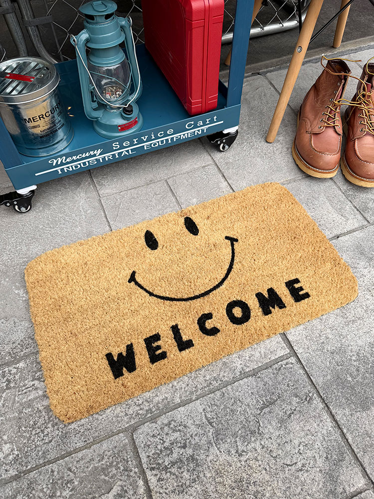 Rakuten - スマイル　ココマット　靴のままで使う玄関マット　（ナチュラル）　コイヤーマット　アメリカン雑貨　アメリカ雑貨　グッズ　おしゃれ　ショップインテリア