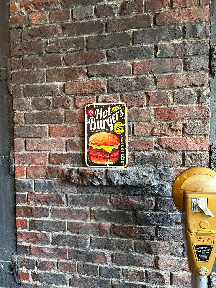 ハンバーガー　ミニブリキ看板　（ホットバーガー）　アメリカン雑貨　アメリカ雑貨　アメリカンダイナー　ダイナーグッズ　ダイニンググッズ　カフェスタイル　自宅バー　パブグッズ　おしゃれ かっこいい　ショップインテリア 3
