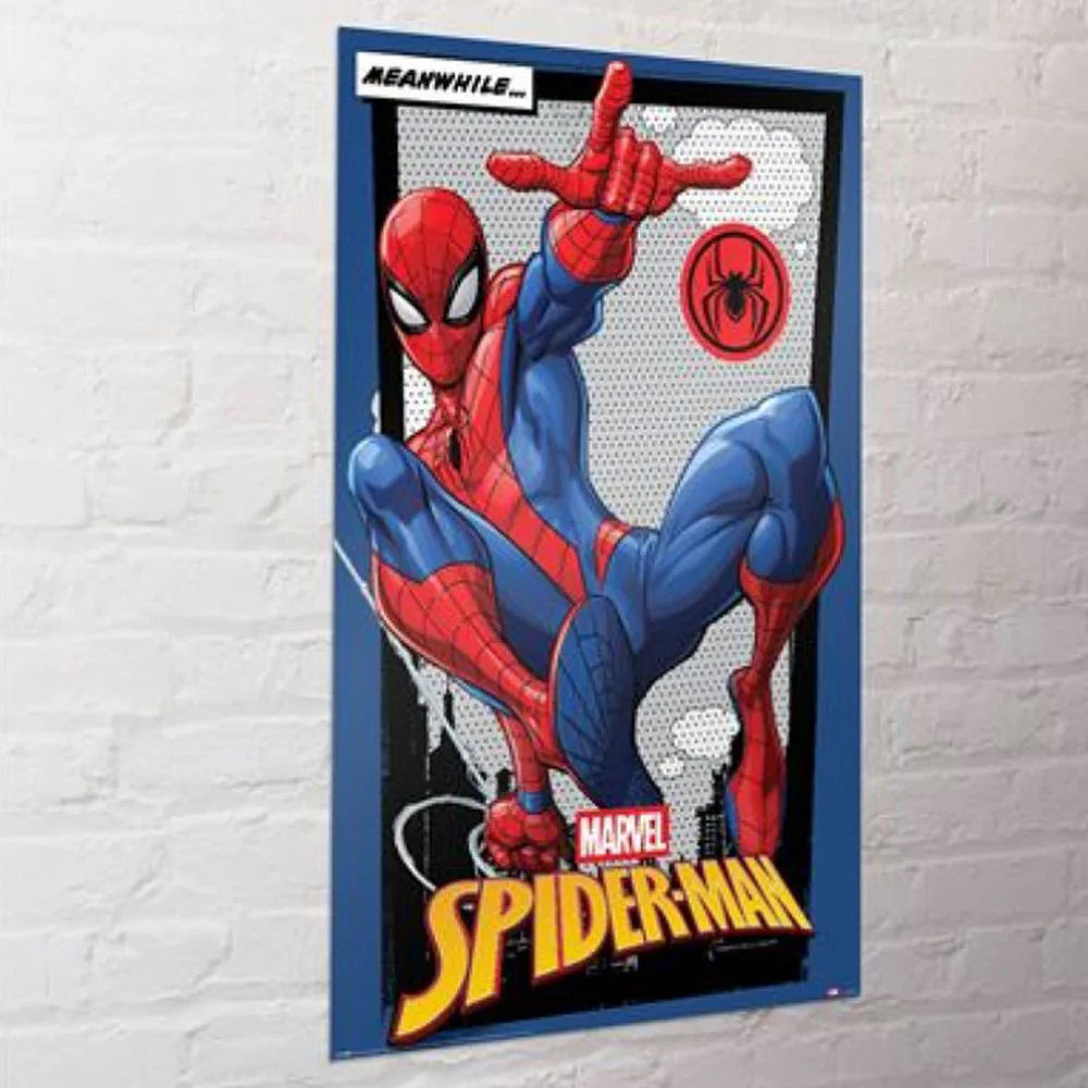 アメリカ雑貨通販キャンディタワーのスパイダーマン　オフィシャル　ポスター　（MEANWHILE）　公式グッズ　※フレームは付属しません　アメリカン雑貨　アメリカ雑貨　映画グッズ　おしゃれ　MARVEL　マーヴェル　アベンジャーズ｜アングル3