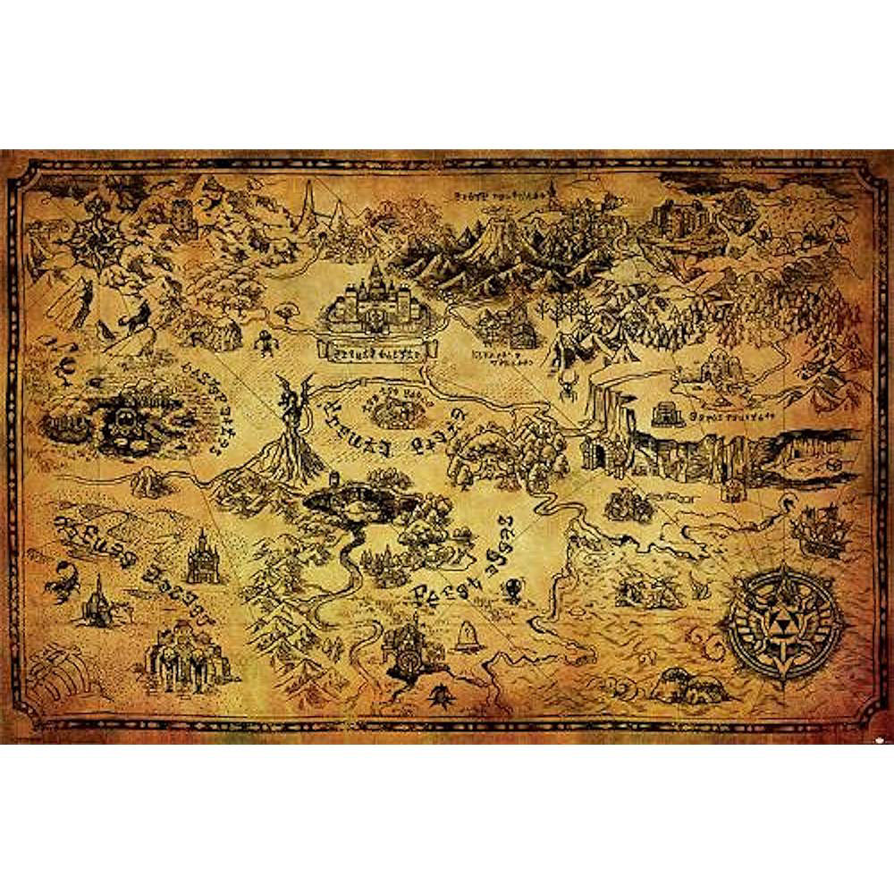 ゼルダの伝説　ハイラル王国の地図　オフィシャルポスター　公式グッズ　※フレームは付属しません　アメリカン雑貨　アメリカ雑貨　グッズ　おしゃれ　ショップインテリア　ニンテンドー　nintendo