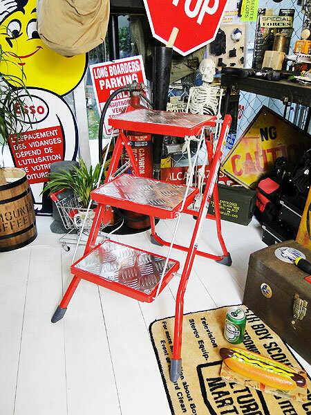 ダルトン フォールディング3ステップスラダー (レッド) アメリカン雑貨 アメリカ雑貨 グッズ おしゃれ かっこいい ガレージ雑貨 ガレージング雑貨 脚立 ハシ...