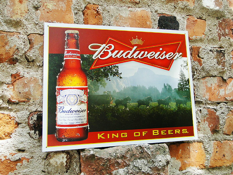バドワイザー　キング・オブ・ビアー　ブリキ看板　アメリカン雑貨　アメリカ雑貨　グッズ