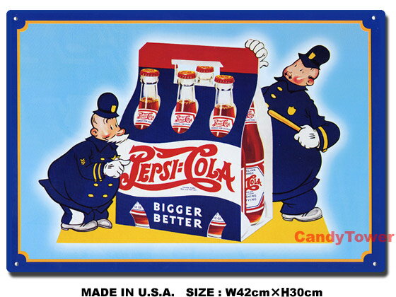 ペプシコーラ　ポリスマン　6ボトル　ブリキ看板　アメリカン雑貨　アメリカ雑貨　グッズ