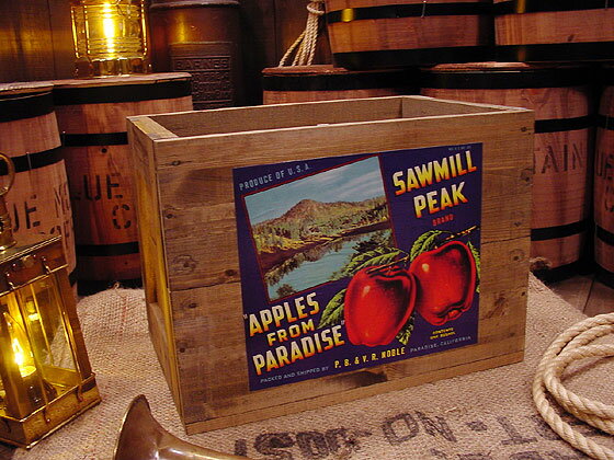 クレートラベルボックス Lサイズ NO.17 SAWMILL PEAK APPLES FROM PARADISE ■ 木箱 小物入れ ガーデニング ケース ボックス アンティーク アメリカ雑貨 アメリカン雑貨 カントリー雑貨 ナチュラル雑貨 おしゃれ 収納ボックス ウッドボックス 木製 インテリア 男前