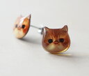 【在庫限り】リアル&キュートな猫顔ピアス(オレンジ&ホワイト ペルシャ)ネコ ねこ キャット レジン 鉛&ニッケルフリー合金 プレゼント