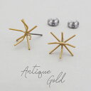 【11周年記念★11%OFF】【在庫限り】真鍮×アンティークゴールド×チタンポスト ワイヤー フワラー 花 星 クリスタルフラワー ピアス スタッド 大ぶり 秋...