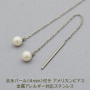 【11周年★最大11%OFF】アメリカンピアス レディース 淡水パール 4mm 金属アレルギー対応 ステンレス 0.8mmあずきチェーン6cm ポスト2cm 全品1個ずつバラ売り シンプル サージカル 医療用 真珠 フォーマル 上品 参観日 入学 卒業式 プレゼント