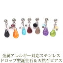 【11周年★最大11%OFF】ピアス セカンドピアス 軸太 ドロップ型 天然石 片耳 金属アレルギー 医療用 ステンレス チャーム 小ぶり メンズ レディース ...