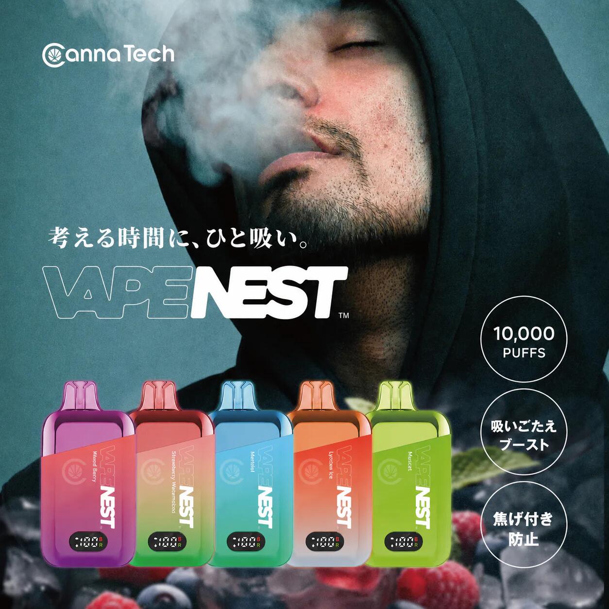 【新発売記念】《 CBDなし、10,000PUFF でも最後までうまい！！》 電子タバコ VAPENEST ベイプ リキッド 本体 シーシャ ニコチン0 タール0 爆煙 焦げない 充電式 水蒸気タバコ Type-C 残量表示 ブーストモード 液晶ディスプレイ付き